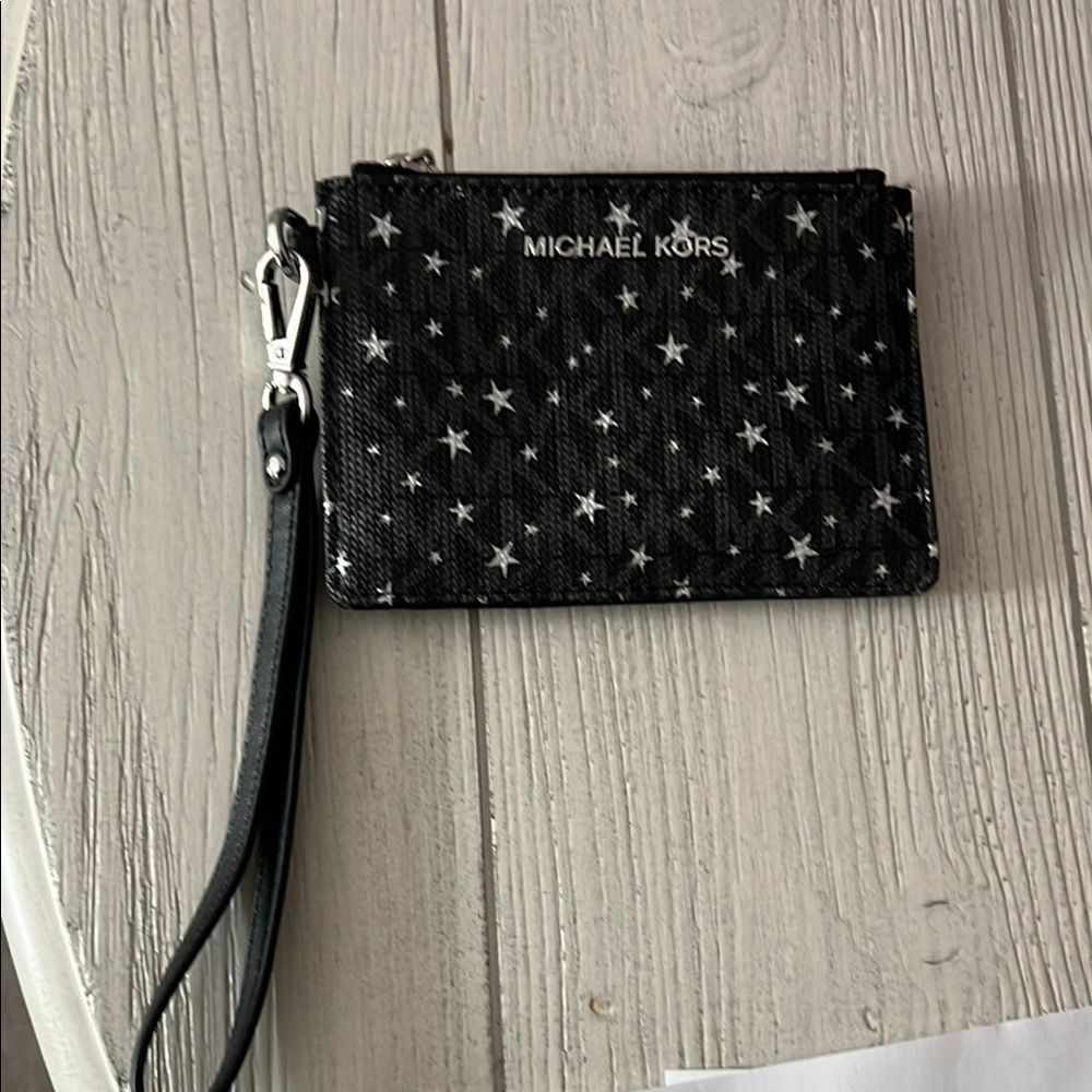 Michael Kors Black and White Clutch with Star Pattern